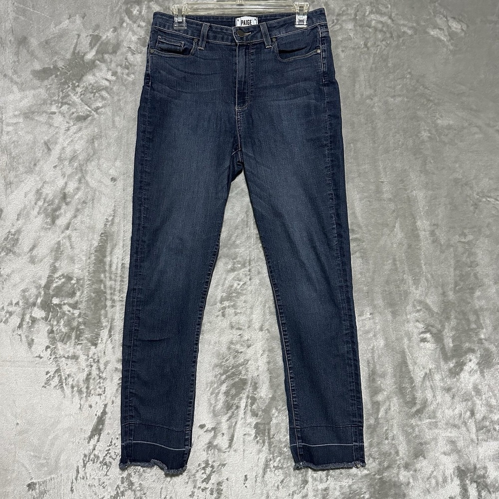 Paige Hoxton Ankle Jeans Womens Size 30 Blue Preppy Everyday Casual Boho Raw Hem